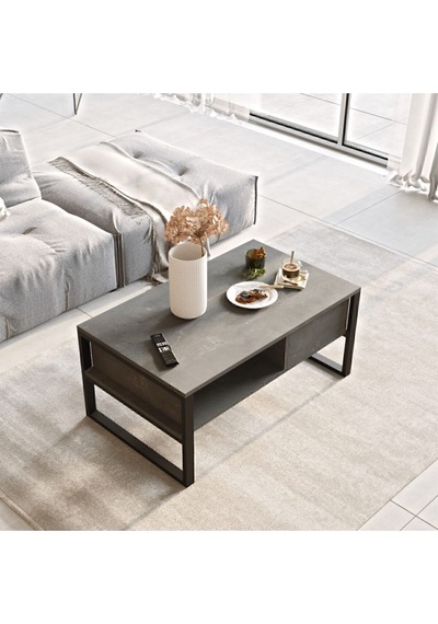 El34 Elanor Metal Orta Sehpa Raflı Beton Ela34-rg Gri