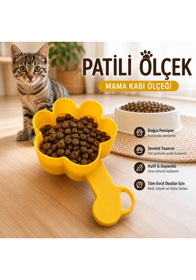 Pati Şekilli Kedi Köpek Mama Ölçeği Mama Küreği Mama Kaşığı Porsiyon Ölçer Pratik Mama Kabı Ölçü Kabı