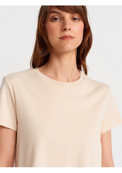 Dilvin 31757 Bisiklet Yaka Dikiş Detaylı T-shirt-taş Taş