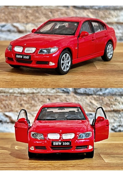 Bmw 330i Çek Bırak Die - Cast Metal Model Araba - Kırmızı 11.5 Cm