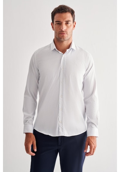 İmza Beyaz Yarım İtalyan Yaka Uzun Kol Cepsiz Slim Fit Cls Gömlek 1004255174 Leylak Beyaz