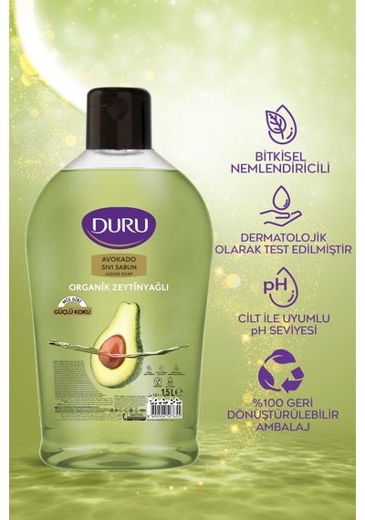 Organik Zeytinyağlı Sıvı Sabun Avokado 1,5 1,5 500ml