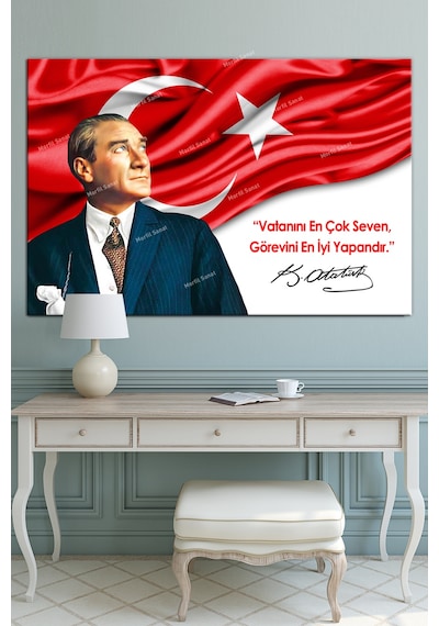 Atatürk Makam Panosu Tablosu Kanvas Tablo Resmi Kurumlar Okullar 120 x 80F