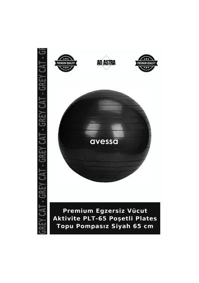 Premium Egzersiz Vücut Aktivite Plt-65 Poşetli Plates Topu Pompasız Siyah 65 Cm