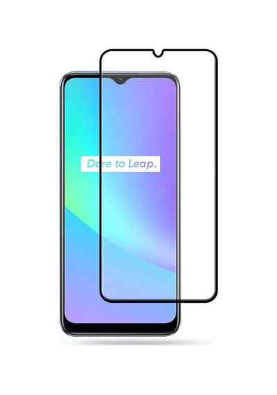 Microcase Realme C25S Tam Kaplayan Çerçeveli Cam - Siyah