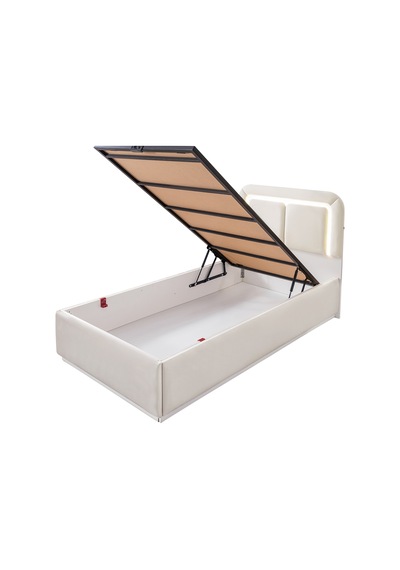 Demonte Baza Seti, Nox Ledli Tek Kişilik Baza Başlık Seti - İkili Set, Krem - 100x200 Cm 100 x 200