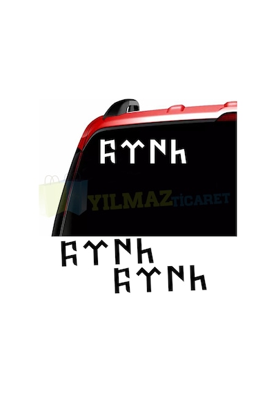 Göktürkçe Türk Yazı Oto Sticker Araba Etiket Cam Yapıştırma 2 Ad