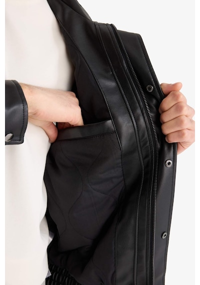 Defacto Oversize Suni Deri Mont D2427ax26spbk27 Siyah-bk27