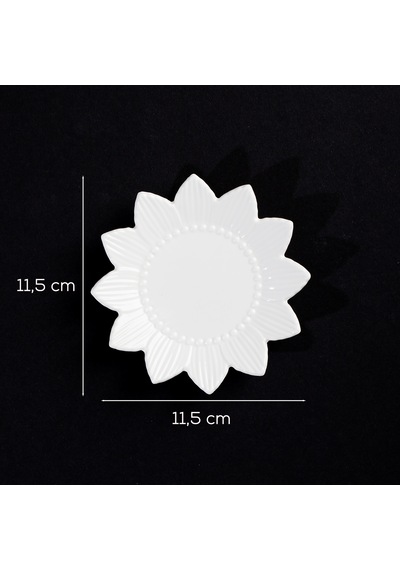 Porsima 2338 Güneş Motifli 6'lı Porselen Çay Tabağı Seti Beyaz