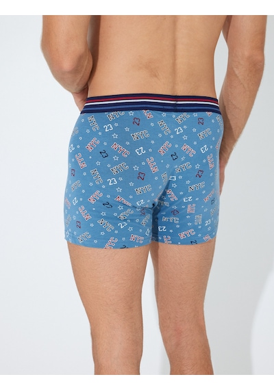 Koton 3'lü Boxer Seti Slogan Baskılı Çok Renkli Pamuklu Lacivert 5wlm90062mk Lacivert