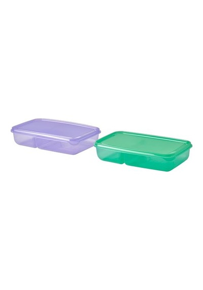 Ikea Pruta Plastik Saklama Kabı Seti, Lila-yeşil, 22x14x5 Cm, 2 Parça