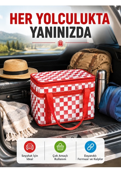 25 Litre Isı Yalıtımlı Termos Çanta Alüminyum Folyo İç Kaplamalı Piknik Çantası - Lisinya Çok Renkli