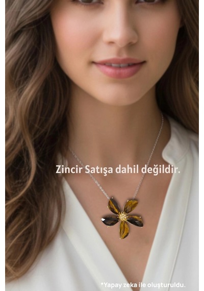 Beş Taşlı Kaplangözü Broş Zarif Çiçek Motifi 532-2 Çok Renkli