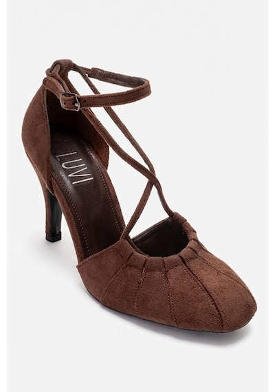 Luvishoes Elıza Kahverengi Süet Kadın Topuklu Ayakkabı Kahverengi