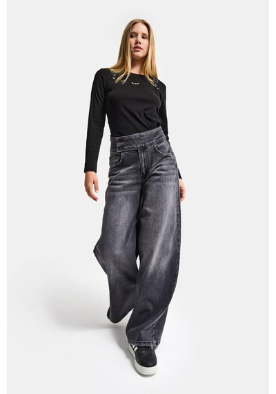 Itsbasic Kadın Füme 4s6-14 Palazzo Fit Kemer Detaylı Elastan Kumaş Denim Jean Itsbasic Kadın Füme 4s6-14 Palazzo Fit Kemer Detaylı Elastan Kumaş Denim Jean