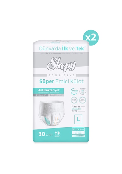 Sleepy Sensitive Antibakteriyel Emici Külot Large 30x2 60 Adet