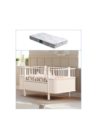 Mdf Beşik, Dünya Büyüyen Beşik 80x130 - 1 Adet 80x130 Comfort Yatak Beyaz