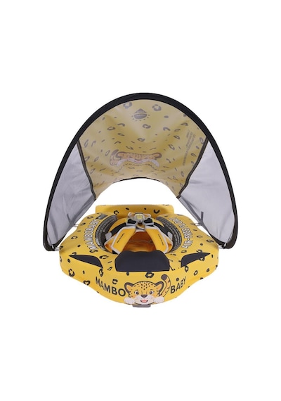 Mambobaby Yüzme Simidi - Yellow Leopard, Emniyetli, Gölgelikli Ve Ayak Destekli