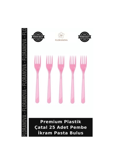 Premium Plastik Çatal 25 Adet Pembe İkram Pasta Bulus