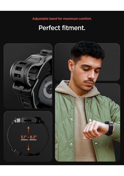 Galaxy Watch 9/8 40mm İle Uyumlu Kılıf & Kordon Kayış Rugged Armor Pro Matte Black - Acs10005 Yok