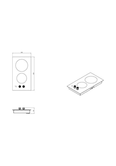 Luxell V3-02P İkili Vitro Seramik Ankastre Ocak Siyah
