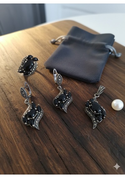 Oniks Ve Markazit Taşlı 3lü Set Diğer