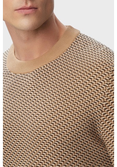 Boss Pamuklu Regular Fit Bisiklet Yaka Dokulu Kazak Erkek Kazak 50565565 260 Bej