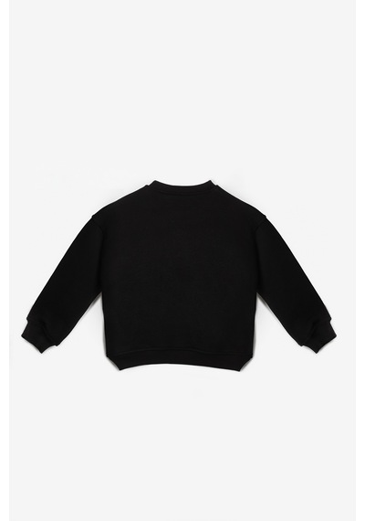 Le Mabelle Siyah Yıldız Nakışlı Kurdele Detaylı Uzun Kollu Kız Çocuk Sweatshirt Siyah