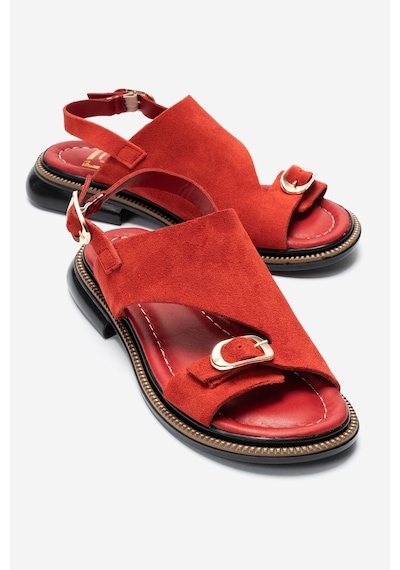 Luvi Shoes Cruel Kırmızı Süet Hakiki Deri Kadın Sandalet