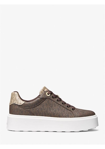 Michael Kors Romey Metallic Two-tone Signature Logo Platform Sneaker Kahve Rengi