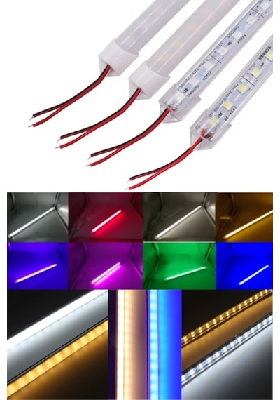 Alüminyum Kasalı Çubuk Bar Led 12v 72 Ledli 5730 Şeffaf Cam Yeşil Led