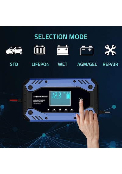 Lifepo4 12-24 Şarj Cihazı 10a Lcd Ekranlı 9 Aşamalı Ac-dc Şebeke Şarj