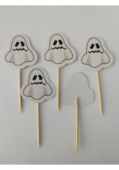 30 Adet Dekoratif Karton Hayalet Cadılar Bayramı Kürdanı 6,5 Cm - Halloween