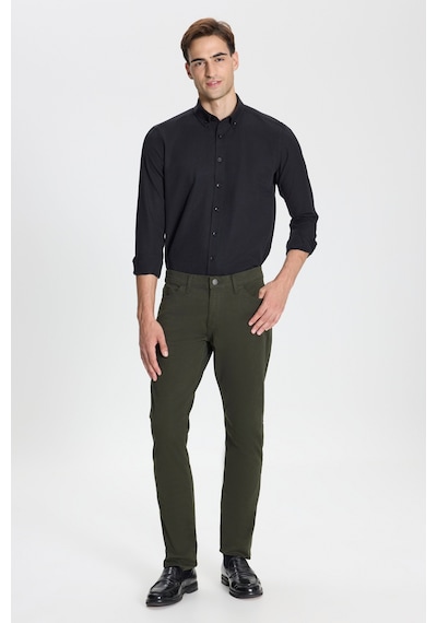 George Henry Pamuklu Slim Fit Dar Kesim 5 Cepli Esnek Chino Pantolon Haki