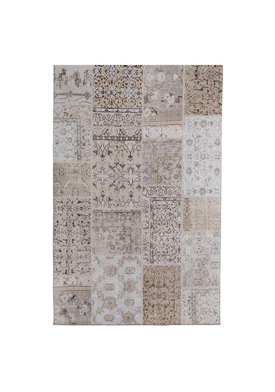 Çam Halı Siesta Patchwork 32-458 Etnik Eskitme Desenli Dokuma Tabanlı Yıkanabilir Şönil Salon Ve Oda Halısı Bej