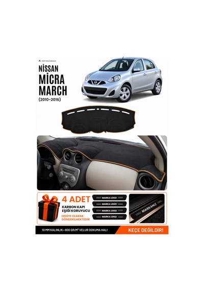 Nissan Micra March 2010-2016 Uyumlu Torpido Örtüsü, Torpido Kılıfı - Siyah-kahverengi - Nı008