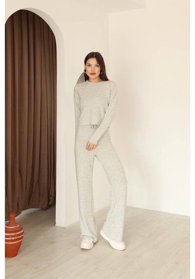 Enter Takim Yumoş Bağcıklı Pantalon Bluz Gri
