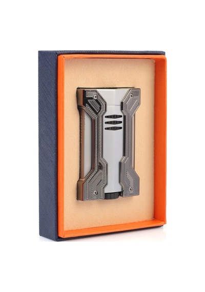 Conquistador Çift Torch Pürmüz Krom Gunmetal Defi Extreme Dizayn Metal Puro Çakmağı Cnq-019