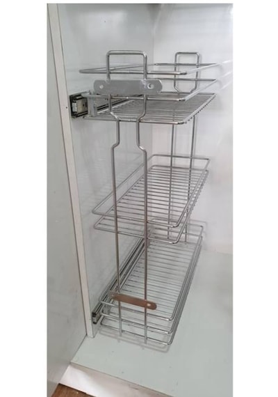 3 Katlı Yandan Raylı Mutfak Dolap İçi Şişelik Yağdanlık 15.5cm