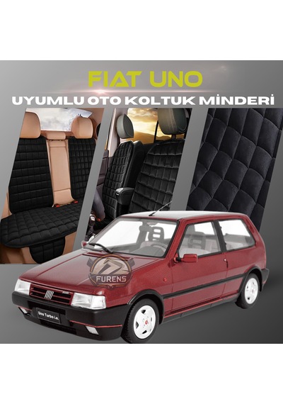 Fiat Uno Siyah Renk Tay Tüyüü Cepli & Terletmez Sırtlı Oto Koltuk Minder Seti - Koltuk Koruma Kılıfı Ön & Arka Tam Set