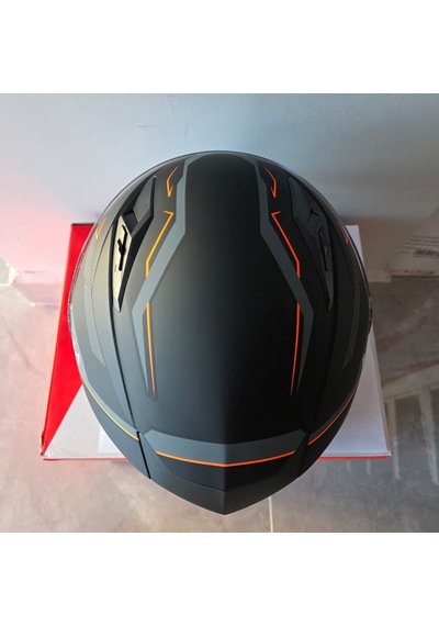 Çenesiz Kask Jk-512 Vizörlü Şeffaf Camlı Gri Turuncu M Mat Siyah - Turuncu M