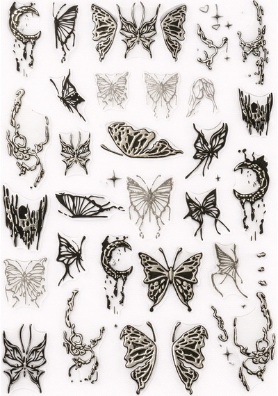 Dark Gothic Butterfly Nail Art Sticker Sw-cs062