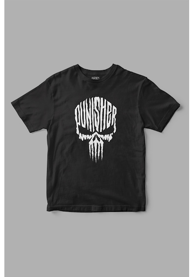 The Punisher " Skull " Baskılı Tişört Siyah