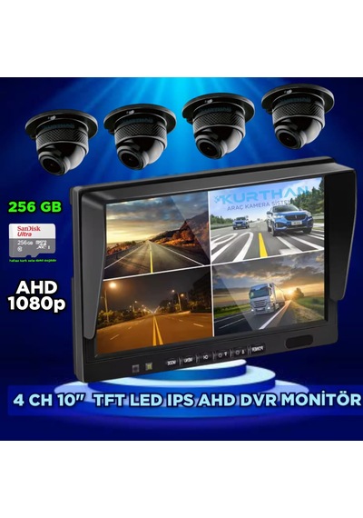 Dvr 10'' Ekran + 4 Ad Ahd 1080p Ultra Mini Kamera Seti 150'' Lens