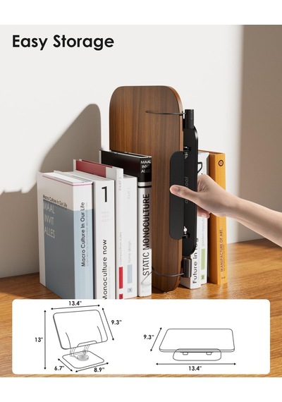 Ht-907 Metal Ahşap Kitap Okuma Standı 360 Dönebilen Katlanabilir Masaüstü Rahle Laptop Standı Tablet