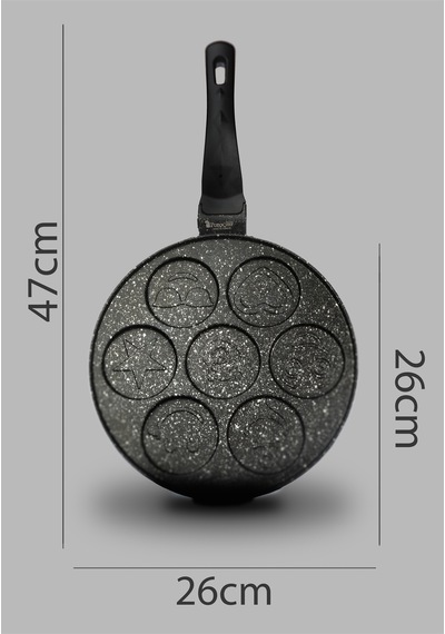 Polochef Granit Döküm Emoji Pankek Tava 26 Cm Siyah