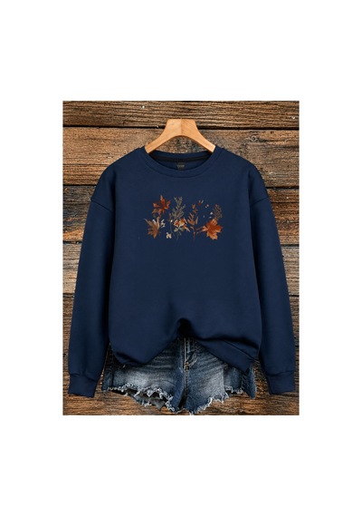 Esade Kadın Sonbahar Yaprakları Grafik Baskılı Rahat Kalıp Bisiklet Yaka Lacivert Sweatshirt Lacivert Esade Kadın Sonbahar Yaprakları Grafik Baskılı Rahat Kalıp Bisiklet Yaka Lacivert Sweatshirt Lacivert