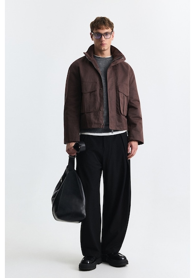 Antioch Crop Fit Dik Yaka Mont Bordo