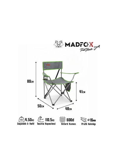 Madfox Trekmate Strap Katlanır Outdoor Koltuk Yeşil