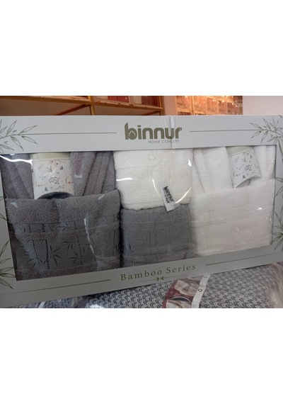 Yünteks Binnur Bamboo 8 Parça Aile Bornoz Takımı / %100 Pamuk / Aile Seti / Çeyizlik / Günlük / Modern / 1.kalite Beyaz - Gri Yünteks Binnur Bamboo 8 Parça Aile Bornoz Takımı / %100 Pamuk / Aile Seti / Çeyizlik / Günlük / Modern / 1.kalite Beyaz - Gri